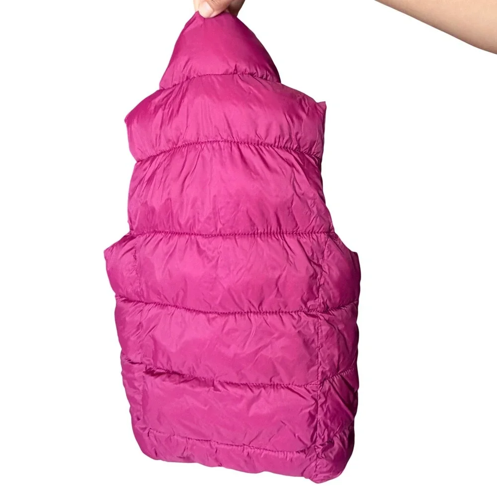 Old Navy Kids Magenta Purple Puffer Vest Fleece Lined Quilted Zip Up Size S 6-7